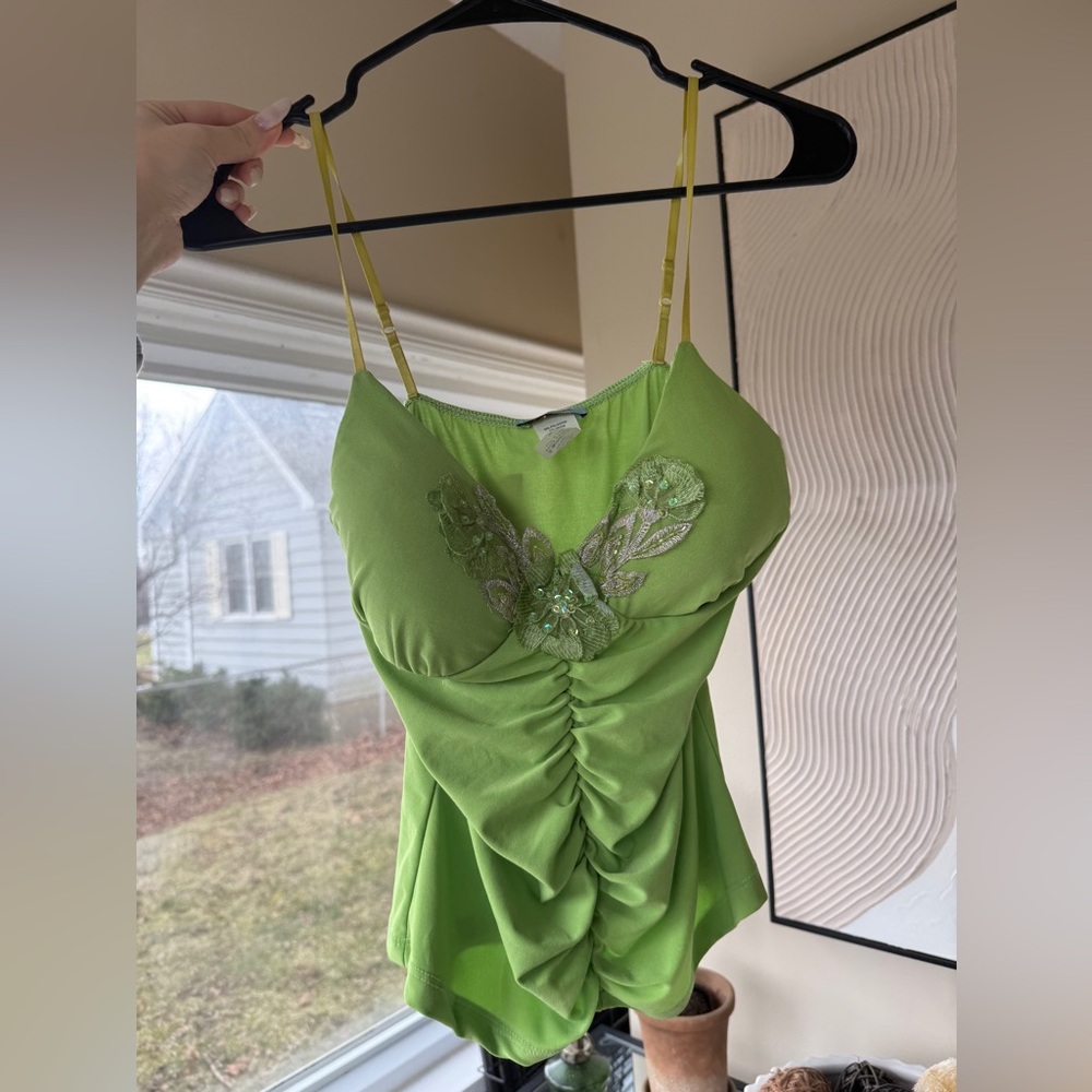 Funkadelic Y2K Green Ruched Camisole Top